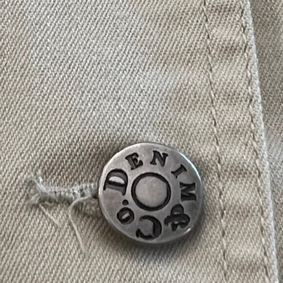 Denim Co Tan Jacket Floral Embroidery on Collar BOHO Hippie COTTAGECORE Medium - Picture 12 of 16